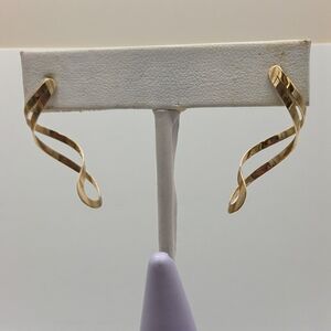 Vintage MARCO 14K Solid Gold Modernist Twist Drop Earrings